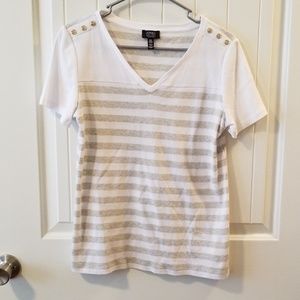 Light Grey and white striped top